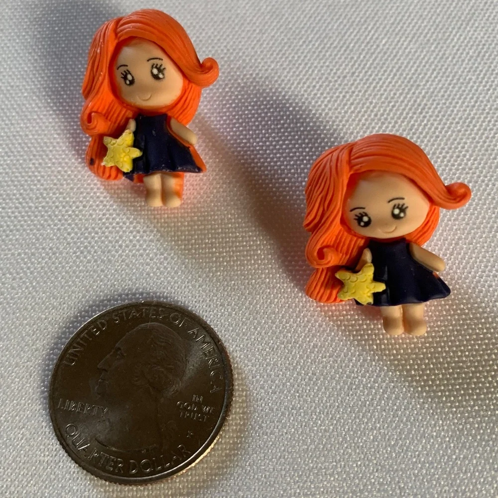 NWT. Handmade Pierced Earrings of Fancy Girls.  For ages 5 and up!